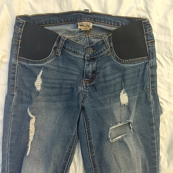 Indigo Blue distressed maternity boyfriend jeans - Picture 2 of 4